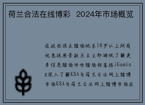 荷兰合法在线博彩  2024年市场概览